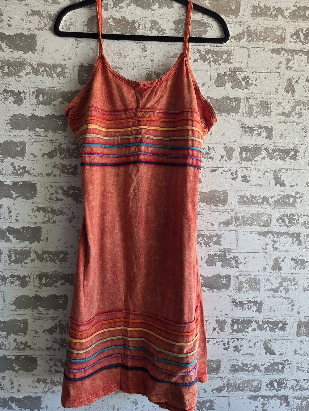 Shop Therapy Rainbow Stripe Acid Wash Tank Dress L/XL